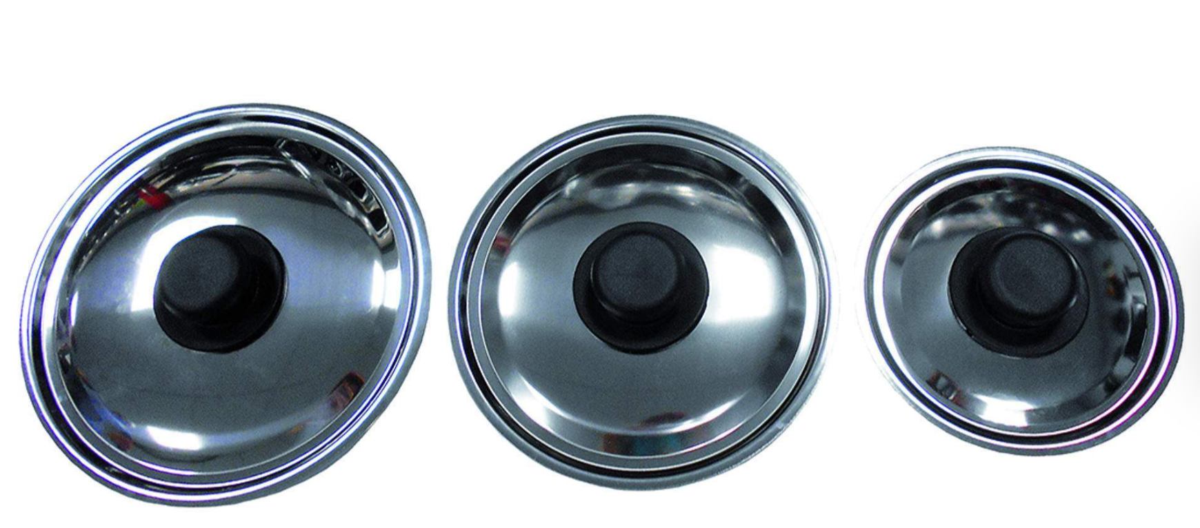 Inox poklopac 30 cm s crnim gumbom