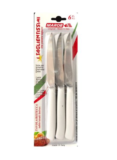 SET NOŽEVA 6/1 NAZUBLJENI 11 CM PVC DRŠKA BIJELI