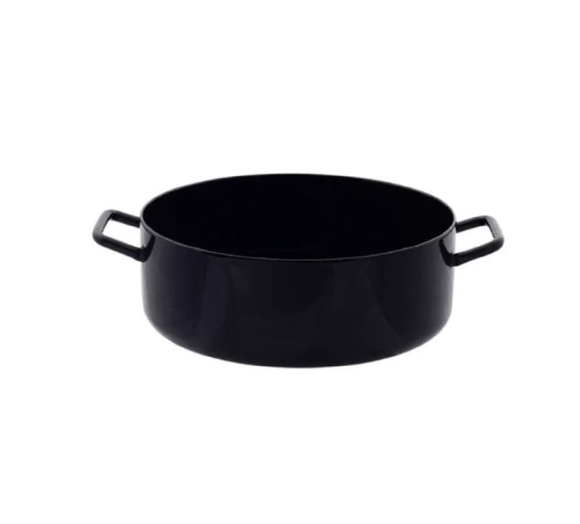 Emajlirani lonac Eterna – plitki, 52 cm / 40 L (crna/crna)