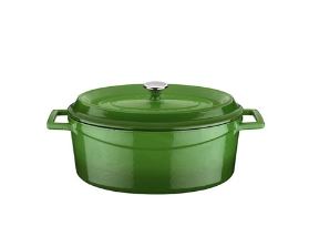 LAVA OVALNI LONAC OD GUSA S POKLOPCEM 21X27 ZELENI