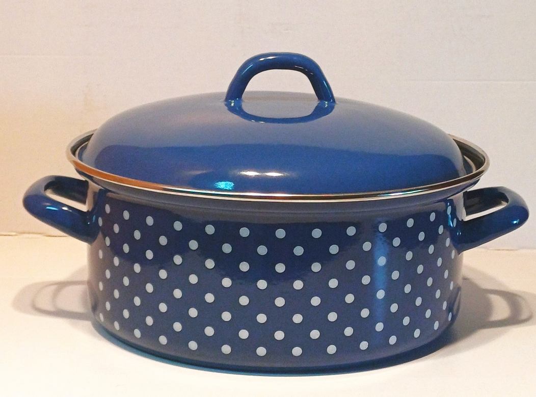 LONAC PLITKI S POKLOP. 24 CM 5L TOČKICA/PLAVA