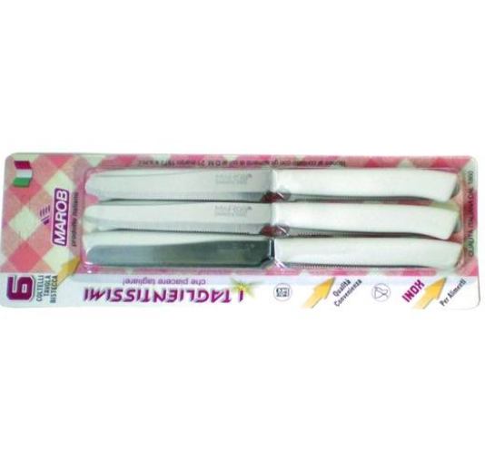 SET NOŽEVA 6/1 NAZUBLJENI 11 CM PVC DRŠKA BIJELI