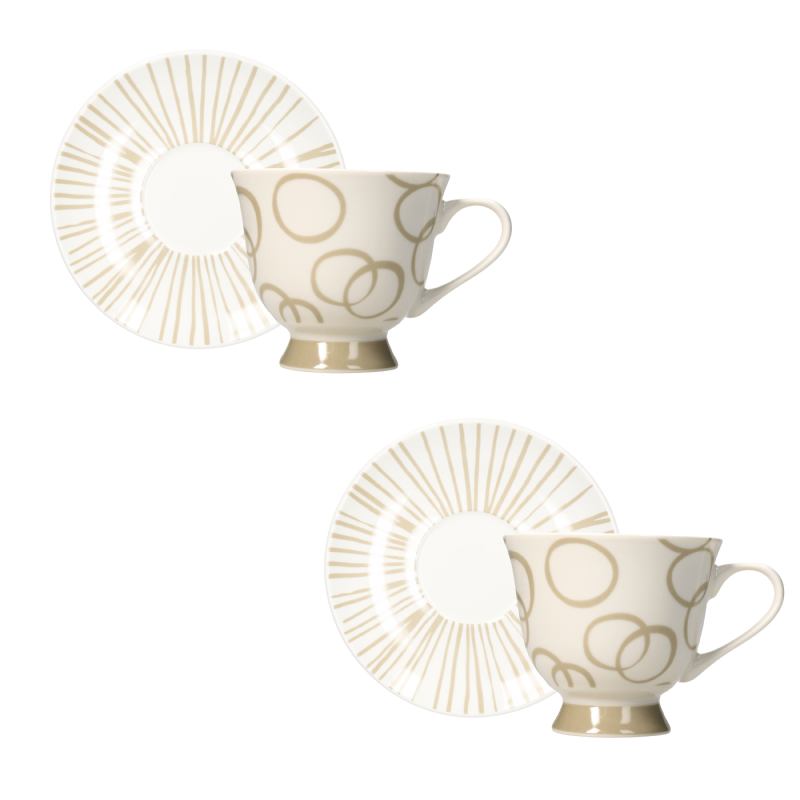Tognana Idol Beige – set 2 šalica za čaj s tanjurićima