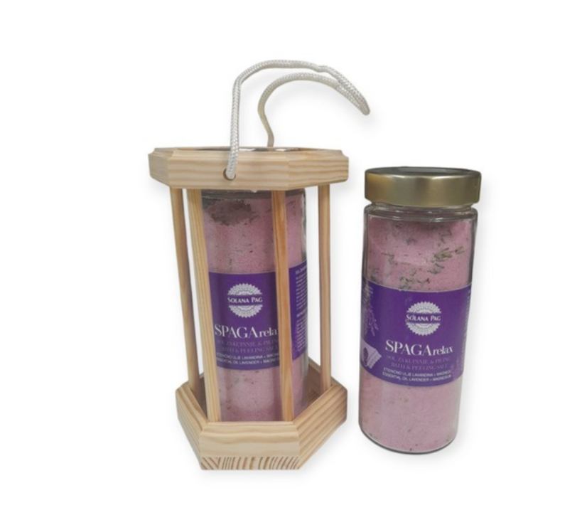 SOL ZA KUPANJE  LAVANDA 500 G U DRVENOM STALKU