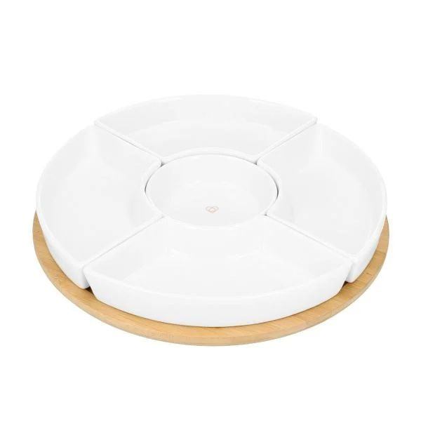 ROTIRAJUĆI PLADANJ SA BIJELIM ZDJELICAMA 30 CM