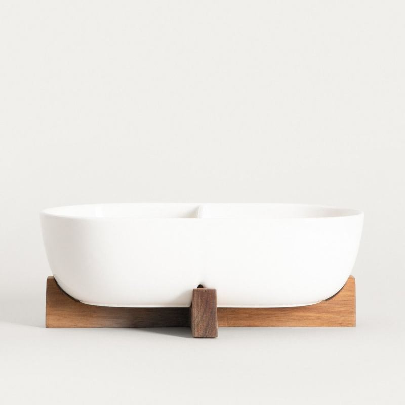 PLADANJ KERAMIČKI S PRETINCIMA BIJELI 25,5X14 CM