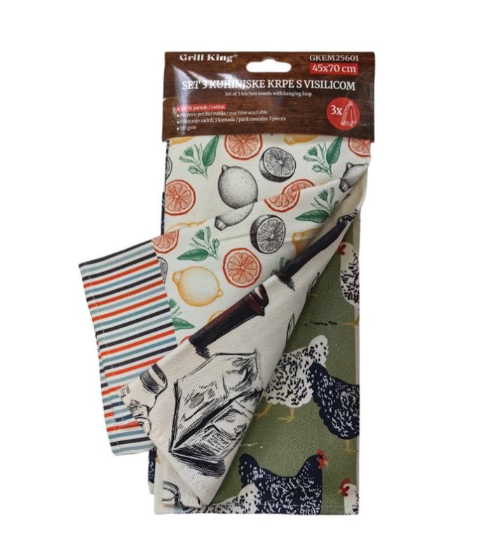 SET 3 KUHINJSKE KRPE  45/70 100 PAMUK