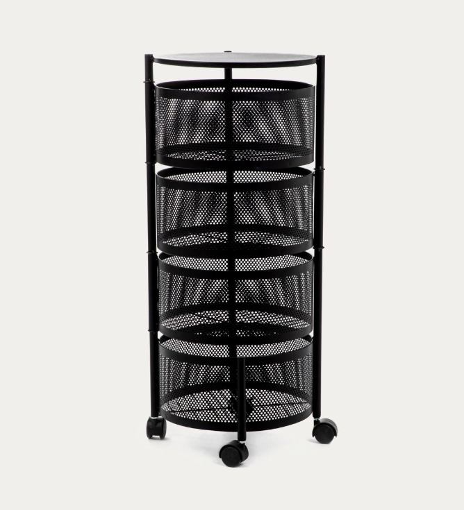 POLICA NA KOTAČIMA METALNA CRNA 34X34X75 CM