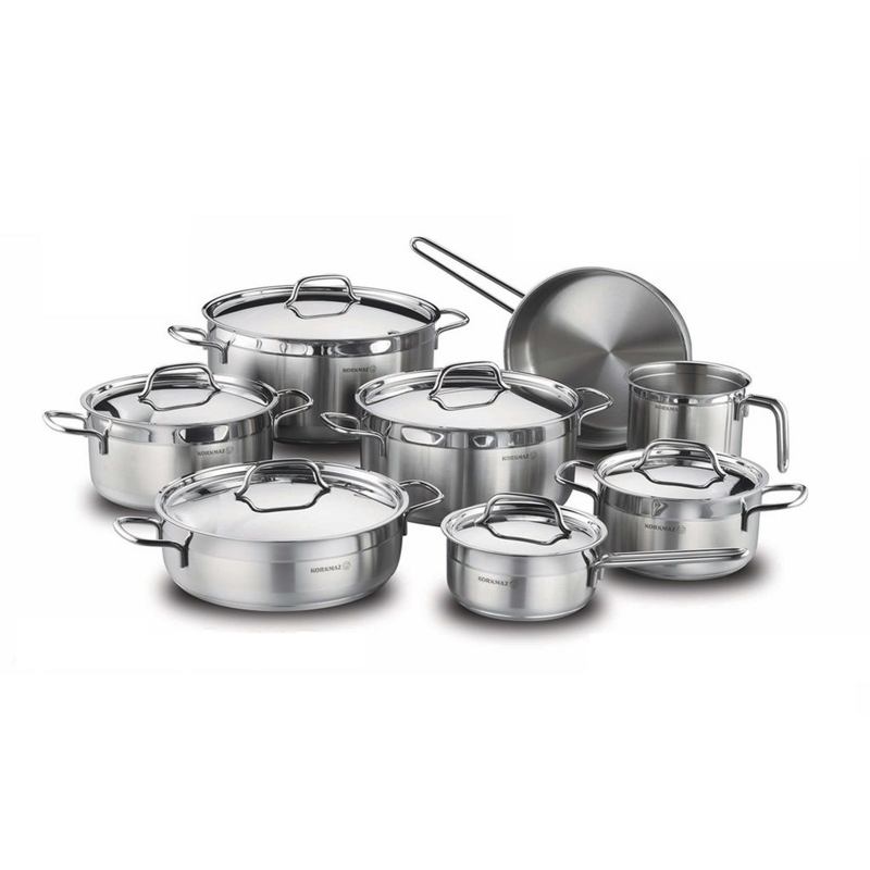 Set posuđa od inoxa Korkmaz Alfa Grande – 14‑dijelni