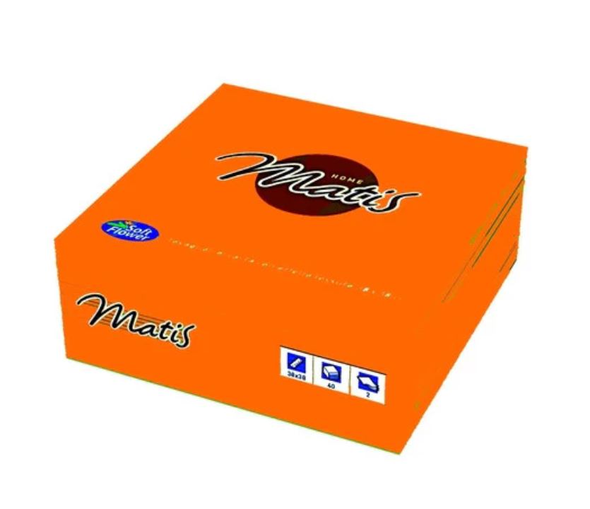 Matis salvete – 38 × 38 cm, 2‑slojne, narančaste (40 kom)