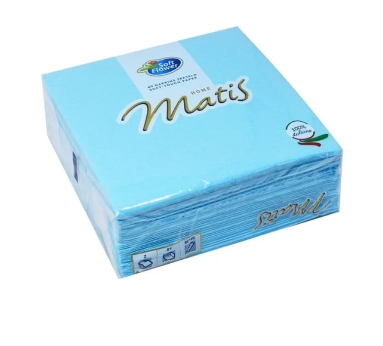 Matis “Meki cvijet” – papirnate salvete 38 × 38 cm, svijetloplave (40 kom)