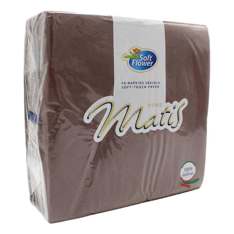 Soft Flower Matis – papirnate salvete 38 × 38 cm, smeđe (40 kom)