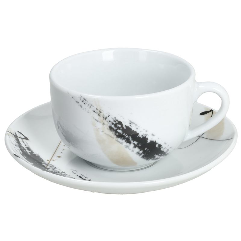 Set od 6 šalica za čaj s tanjurićima – Madison Poivre (porculan), 260 ml