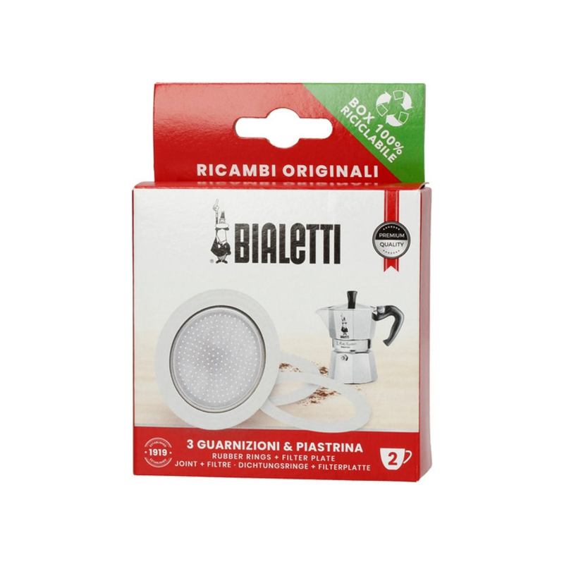 Bialetti set brtvi i filtera za kafetijere – originalni rezervni dijelovi, 2 šalice