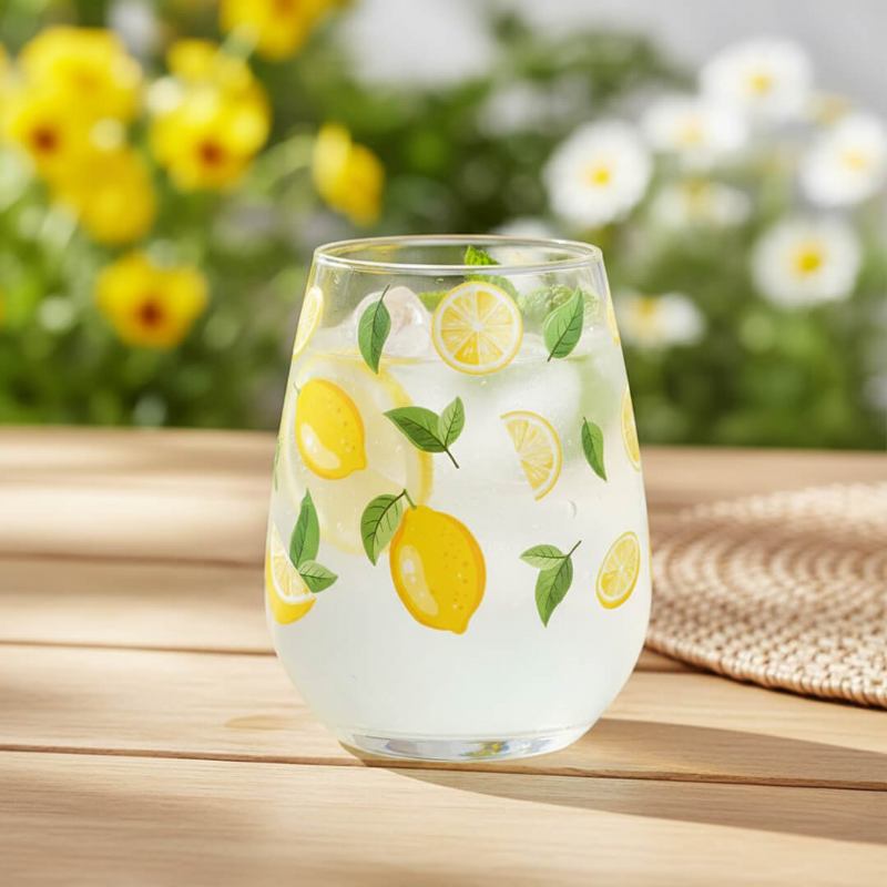 Mhome čaša za vodu limun 460 ml 9x11,5 cm borostak