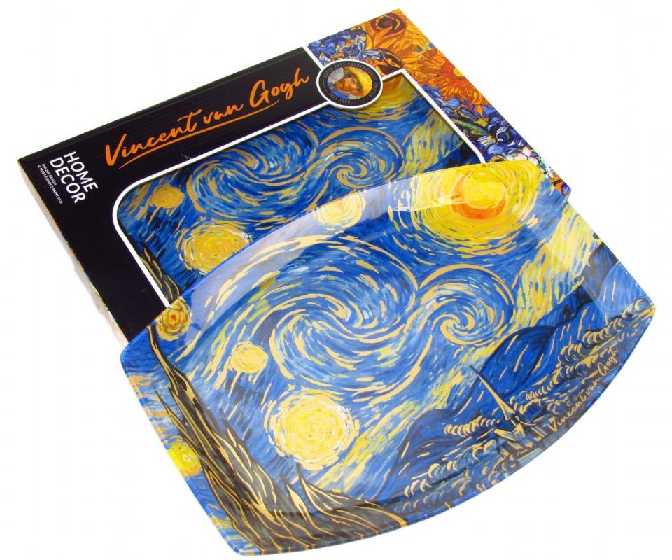 Ovalni stakleni pladanj – Van Gogh „Zvjezdana noć”, 35 cm