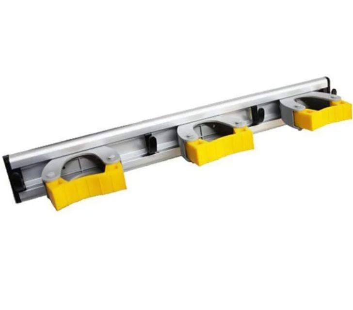 Apex Aluminijski Zidni Držač za Metle i Alat – 3 držača + 4 kuke, 42 cm