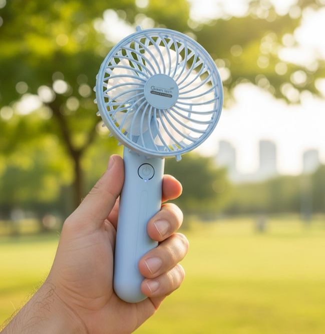 Green Tech Prijenosni Ručni Ventilator HH‑F284‑XFB – 1.1W, USB punjenje, plavi