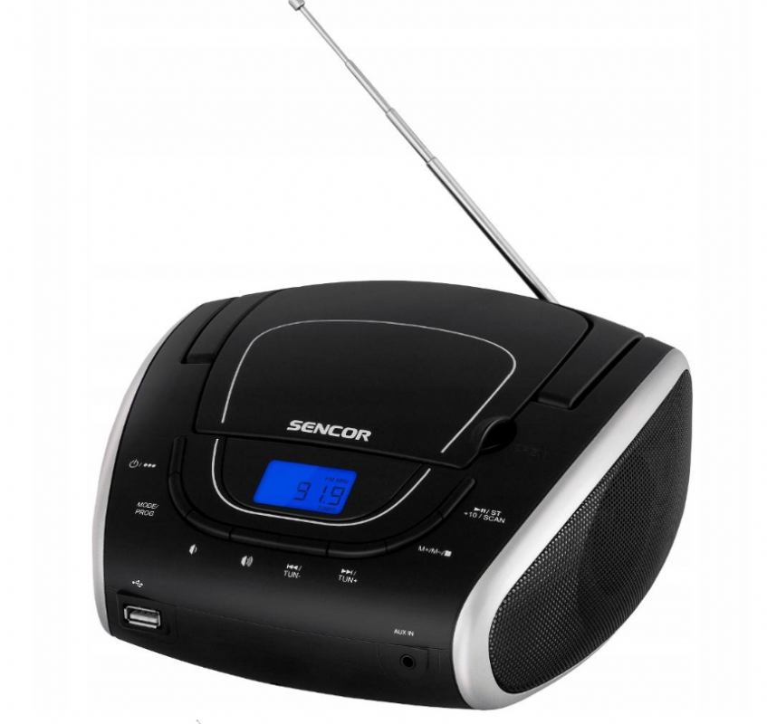 Sencor SPT 1600 BS radio CD/USB – FM tuner, crno‑srebrni