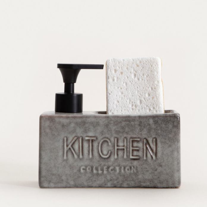 Kuhinjski set Lutra dozator 16x14,5 cm sivi