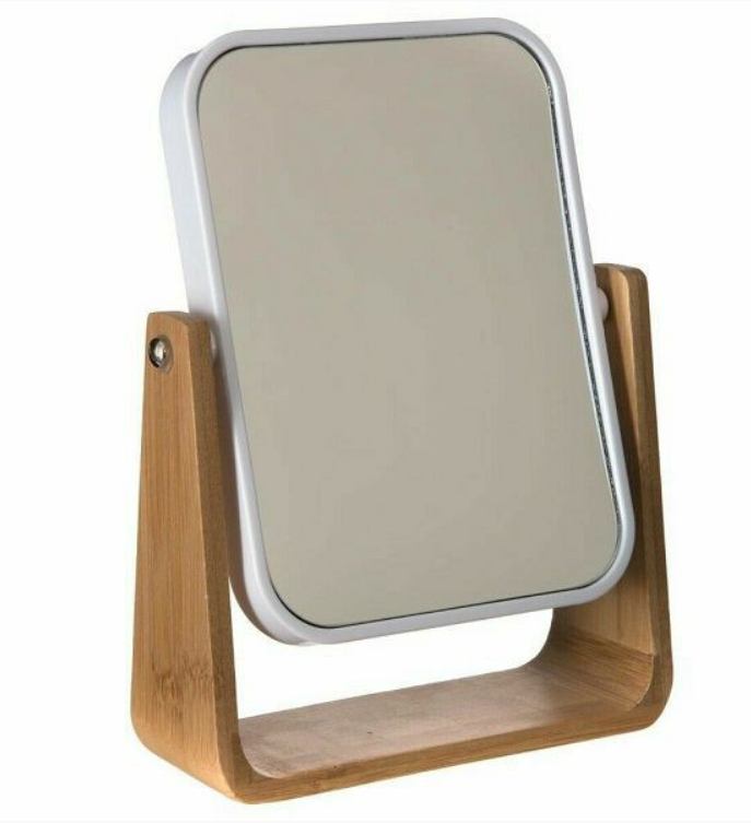 Ogledalo bambus 22x16x6 cm bijelo
