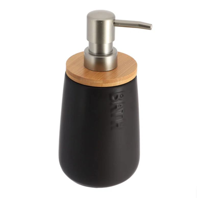 TENDANCE dozator za sapun BATH 410 ml – dolomit/bambus, crni