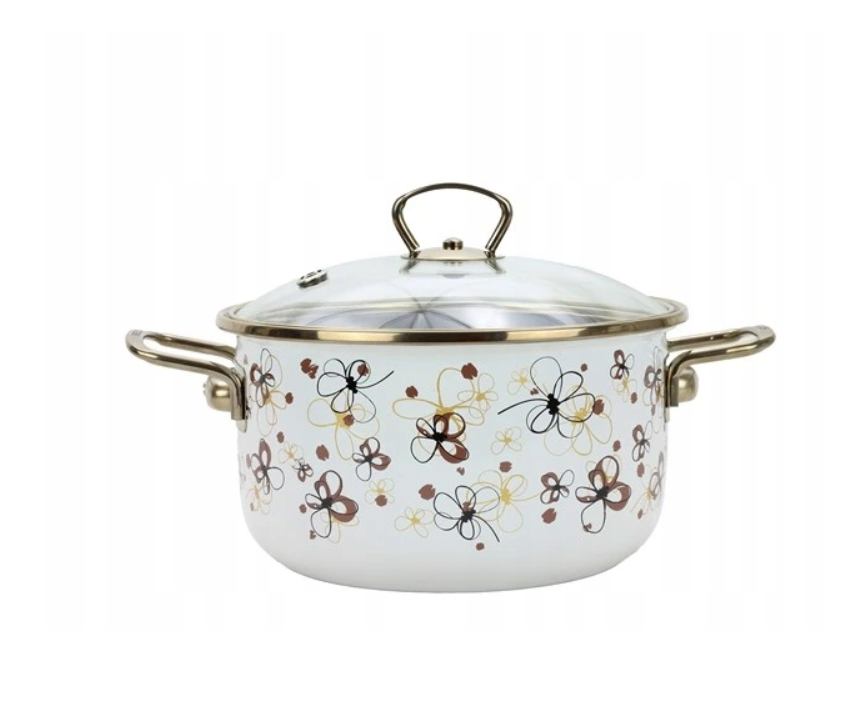 Emajlirani lonac s poklopcem BELIS PREMIUM – krem, 24 cm / 5,5 l