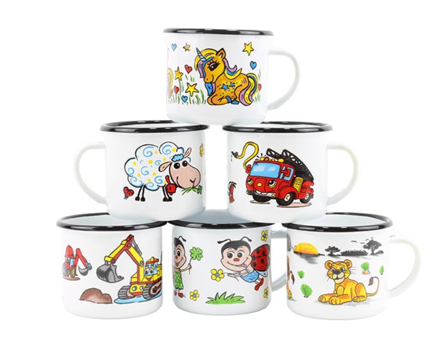 Emajlirana šalica “Bager” – bijela, 0,35 l, ø 8 cm, BELIS