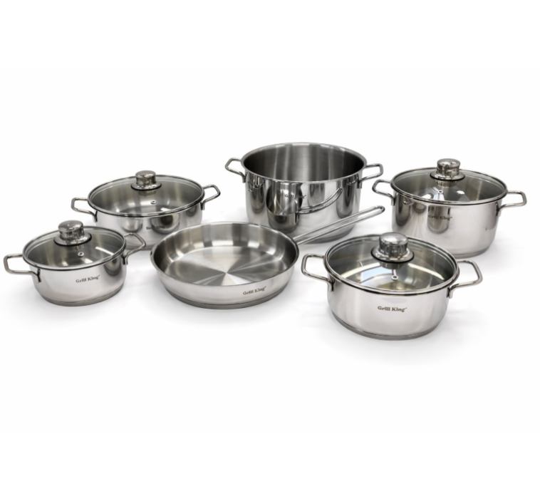 Grill King SMART 10u1 set posuđa – nehrđajući čelik 18/10, indukcijsko dno, 24 cm tava + 5 lonaca + poklopci